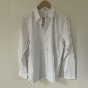 Beninos Womens Size M 42 White Dress Formal Long Sleeve Button Up Cotton Shirt